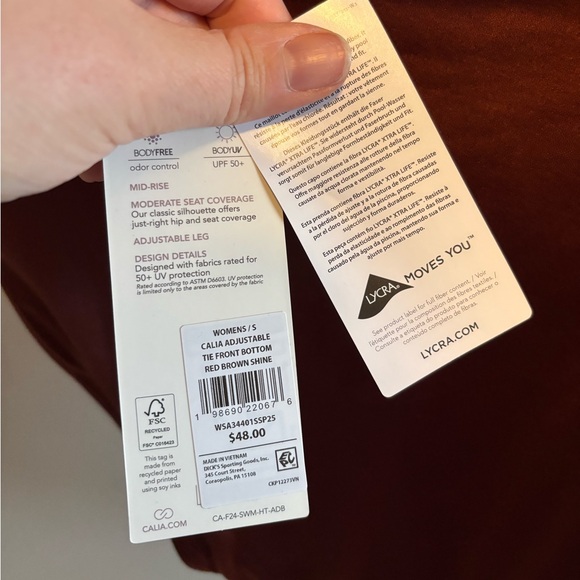 CALIA Women's Adjustable Tie Front Swim Bottoms - Picture 4 of 4